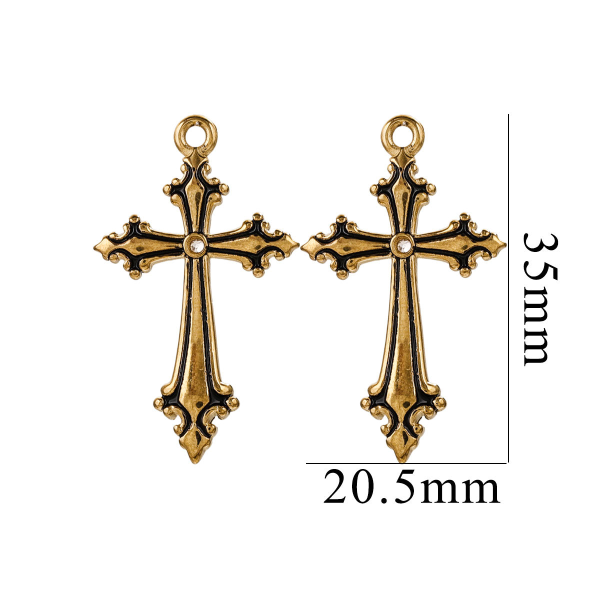 Black / 1 Piece Classic Retro Style Cross Shape Stainless Steel  Gold Color Women's Pendant Picture17